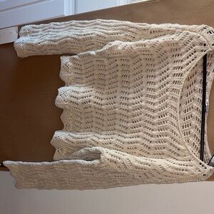 American Eagle Outfitters Cream Crochet Sweater